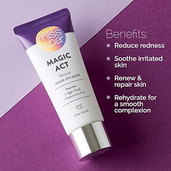 MISS SPA FACE MASK SKIN CARE FOR WOMEN, RESCUE LEAVE-ON HYDRATING HYALURONIC ACID PEPTIDES TIGER GRASS REDUCE REDNESS, SOOTHES IRRITATED SKIN, DAY AND OVERNIGHT FACE MASK DERMATOLOGIST TESTED 2 OZ. - Image 2